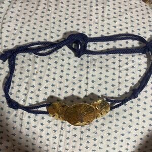 Vintage Belt Navy Blue Cord With Goldtone Sand Dollar Detail XS-XL